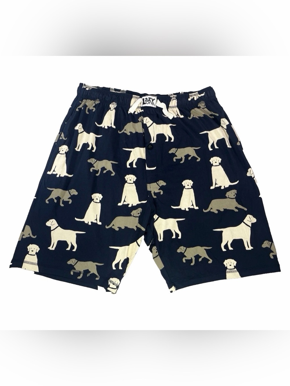 Lazy One Men's XL Pajama Shorts- Navy with Lab Dogs-Retired 100% Cotton